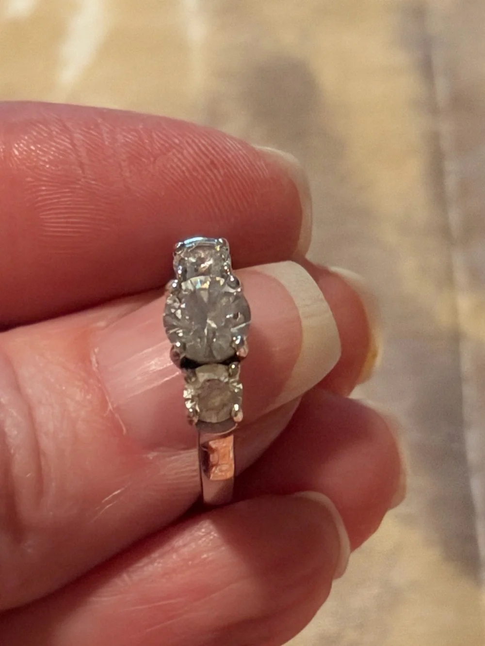 Sterling Silver Natural White Sapphire 1.5ct Three Stone Ring